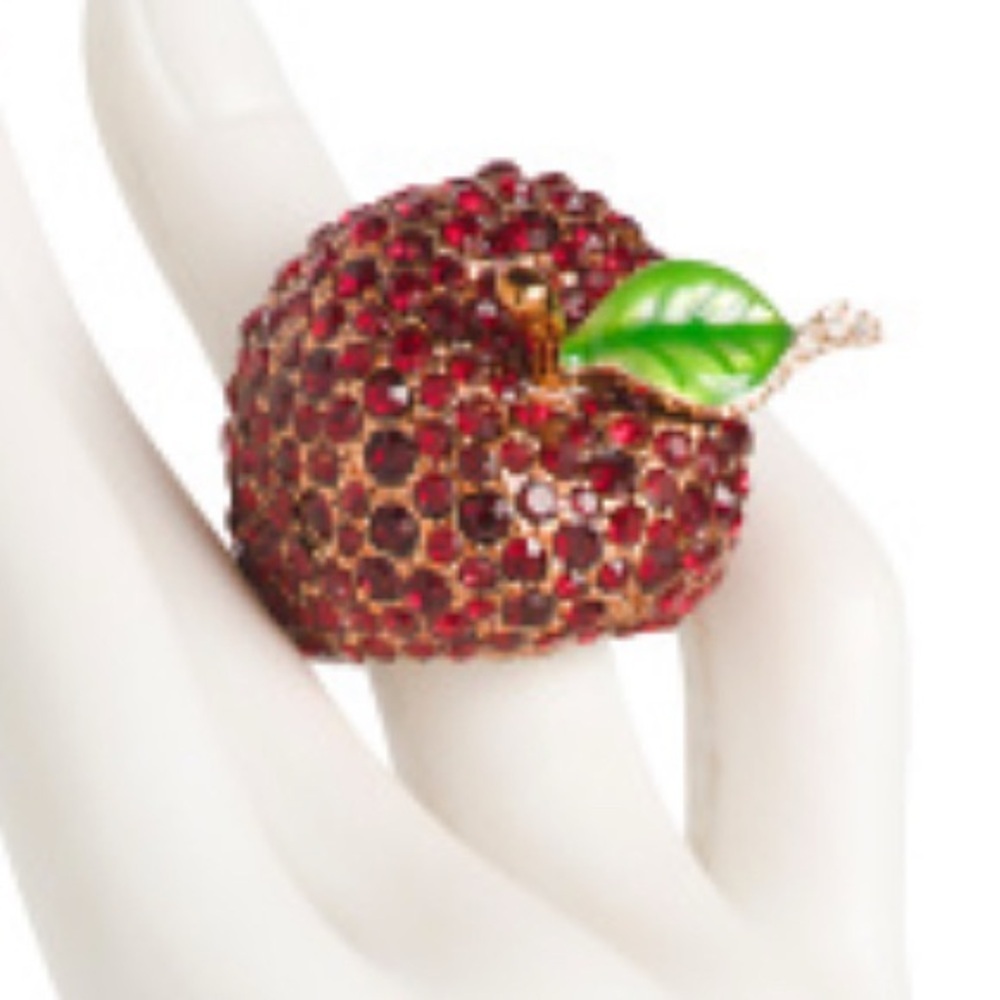 Betsey Johnson Red Crystal Apple Ring